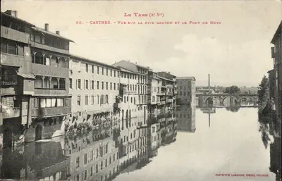 Castres — Vista da margem esquerda e do ponte de Metz — Phototypie Labouche Frères, Toulouse
