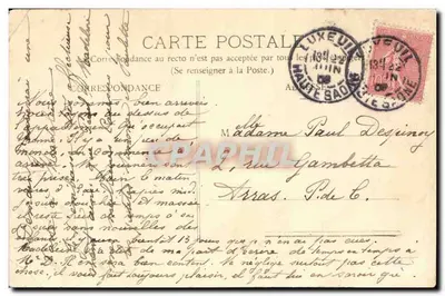LUXEUIL-LES-BAINS — A Instalação dos Banhos — editor desconhecido, número de série não visível — Verso