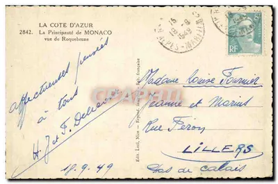 La Principauté de Monaco — vue de Roquebrune — Édit. Lobl, Nice — Verso