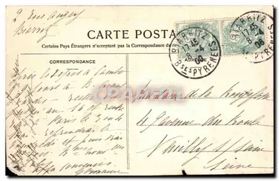 Biarritz - O Rocher da Virgem e o Sémaphore — R. HELMLINGER & CIE, IMP. PHOT. NANCY, n°55 — Verso
