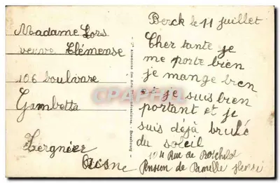 Berck-Plage — Plaża przy pełni morskiej — Dwa kasyno — Wydawca Helo-Marini, nr 52 — Rewers