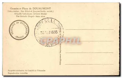 Kaplica katolicka — Ossuarium i Molo Douaumont — Główny ołtarz — Drukarnia Ossuarium — Rewers
