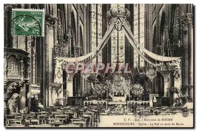 BONSECOURS - Environs de ROUEN - Igreja - A Nef no mês de Maio