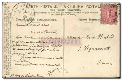 Menton — Port i stara dzielnica — 1906 — Rewers