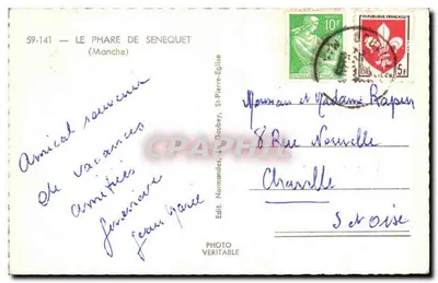 O farol de Senequet — Manche — Edit. Normandes, St-Pierre-Eglise — Verso
