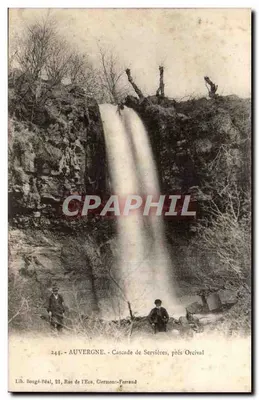 Cascata de Servières, perto de Orcival — Auvergne — Litografia Bougé-Péal, 21, Rue de l'Écu, Clermont-Ferrand