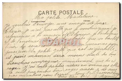 Alcôve da câmara onde nasceu, em Alençon, Irmã-Terêsa da Criança Jesus — Bilhete postal antigo — Verso