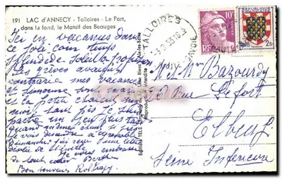 Jezioro Annecy — Talloires — Wydawnictwo Téle — Rewers