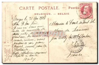 Bruges — O Palácio de Justiça, o Hotel de Ville e a Capela do Sangue Santo — ND 1901 — Verso