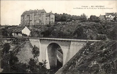Boussac - O Castelo e o Ponte sobre a Petite Creuse — editor não identificado, número de série não visível