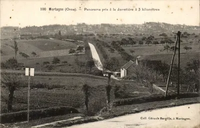 Mortagne (Orne) — Panorama tirado na Jarretière a 3 quilômetros — Coll. Gérault Baryille, em Mortagne