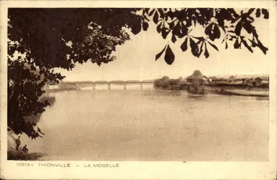 Thionville — A Moselle — vista do ponte — editor Braun & Cie, Mulhouse-Dornach, n° 10313c