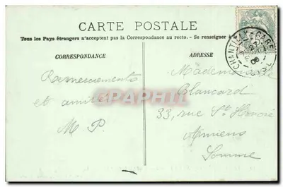 Zamek w Chantilly — Châtelet i kaplica — Pani V° Robineau, wydawca — Chantilly. — Rewers