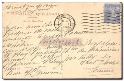 Widok ulicy Faubourg Saint-Honoré — Panthéon na tle — Wydawnictwo Paris en Flanant, nr 457 — Rewers
