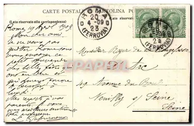 Bilhete postal antigo Lembrança da beatificação de Joana d'Arc 18 de abril de 1909 — Verso