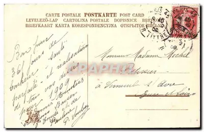 Bukiet hawranu — Wizytówka Bożego Narodzenia 1909 — P. Souley — Rewers