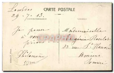 Lourdes — Bernadette Soubirous en religieuse — Édition F. Véron — Verso