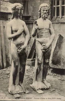 Cathédrale de Rouen — Statues d'Adam et Ève (XIVe siècle) — C.V. 179