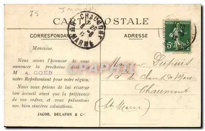 Inondations de Paris — 29 Janvier 1910 — Vue du Quai de la Rapée, l'embarcadère — Compagnie Céramique Jacob, Delafon & Cie — Verso