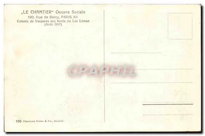 Em direção à Montanha — « LE CHANTIER » Oeuvre Sociale, Colônia de Férias às margens do Lago Léman — 1917 — Verso
