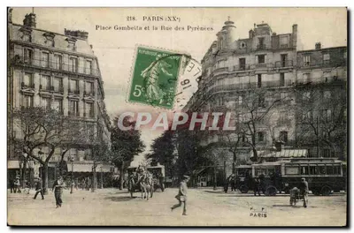 Place Gambetta et la Rue des Pyrénées — Paris — F. F. Paris, n°218