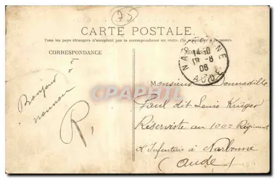 Paris Bilhete postal antigo Teatro e praça do Chatelet — Verso