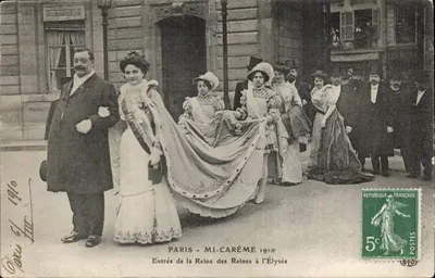 PARIS - MI-CARÈME 1910 — Kraliçelerin Kraliçesi'nin Elysee'ye Girişi