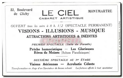 O Céu — Ilusões e Visões — Cabaré Artístico em Montmartre — Verso