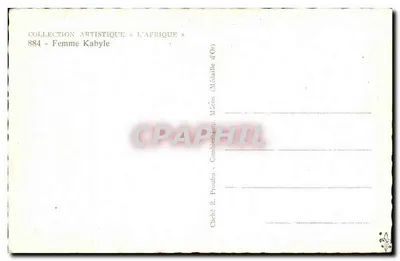 Mulher Kabyle — Coleção Artística «L'Afrique» — R. Protho, Maçon (Médaille d'Or) — Verso