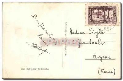 Campamento de Nômades — Argélia — editor G. A. P. Strasbourg, n° 1346 — Verso