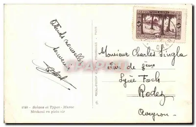 Méchoui ao ar livre — Argélia — editor Cap, n°1140 — Verso