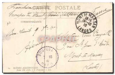Młoda arabska dziewczyna przy fontannie — Scènes algériennes — LL. n°14 — Rewers