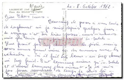Laghouat (Południowy Algieria) — Plac Olivierów i Kościół — Éd. Artémis Maccon — Rewers