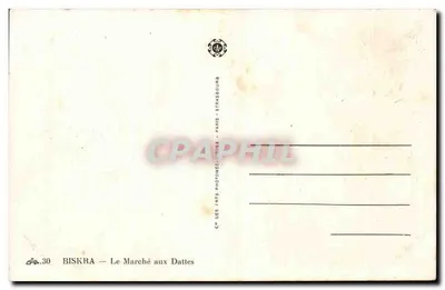 Biskra — O Mercado de Dátiles — C° des Arts Photomécaniques, Paris — Verso