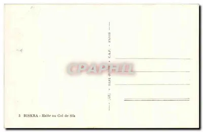 Biskra — Parada no Col de Sfa — editor C.A.P. (Paris) — Verso