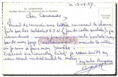 A Praça Nemours e o Boulevard Joly de Bressillon — CONSTANTINE — Éditions Spreky — Verso