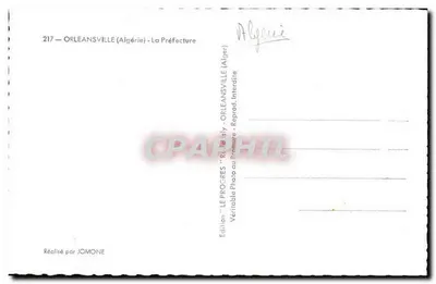 Orléansville (Argelia) — La Prefectura — Edición JOMONE — Reverso