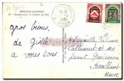 Gendarmeria e l'Albero di Ferro — Alger — Edizioni Photo Bricaines — Verso