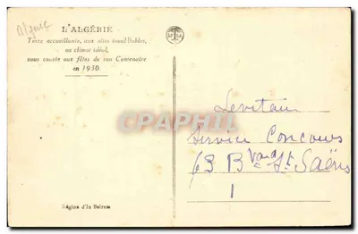 Argélia — paisagem desértica com camelo — Região de In Belrem — Verso