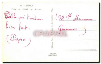 Biskra — Café do Saara — Editor Epa — Verso