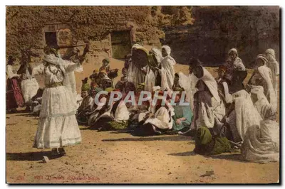 Dançarinos de Oued-Naïls — cena de aldeia — editor anônimo, n° 1421