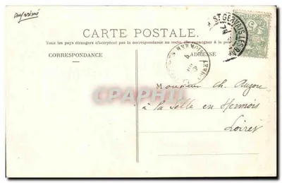 Patronage Olier — gebouw met boogvormige toegangen en trap — Fototipie Boyet et C°, Parijs-Grenelle — Achterkant