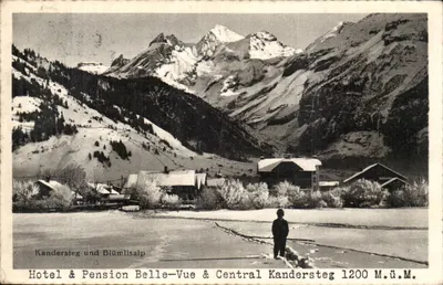 Kandersteg und Blümlisalp — Hotel & Pension Belle-Vue & Central Kandersteg 1200 M.ü.M. — Wehrli A.-G., Kilchberg, Zürich