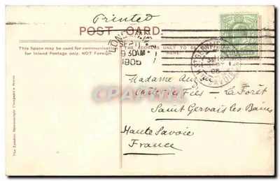 Canto dos Poetas, Abadia de Westminster — Londres, 11 Set. 1905 — J. Curby — Verso