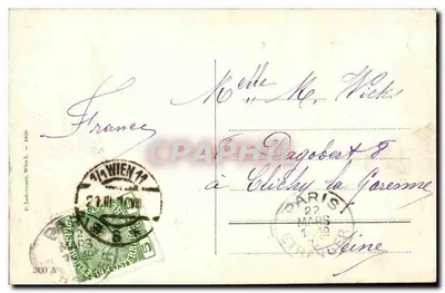 Rzymska ruinna aleja w k. k. ogrodzie w Schönbrunnu, Wiedeń XIII — wydawca F. Ledermann, Wiedeń — Rewers