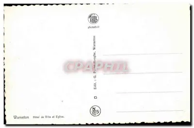 Warneton — Hotel de Cidade e Igreja — G. Pirlot, Warneton — Verso