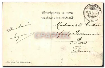 Chillon i Szczelina Południowa — J. J. 3 A — Julien Iribas, Fot. Wydawca, Genewa — Rewers