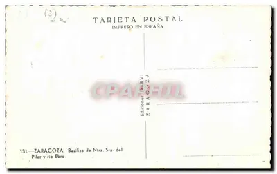 Zaragoza — Basílica de Nuestra Señora del Pilar e o rio Ebro — Edições Zaragoza — Verso