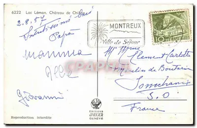 Château de Chillon — Lac Léman — Wydawnictwo Jaeger Genève, n°6222 — Rewers