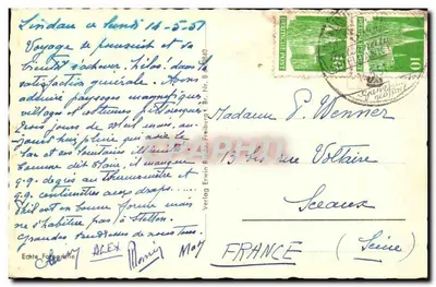 Lindau (Lago de Constança) — Vista do porto — Verlag Erwin Burda, Número de série 63840 — Verso